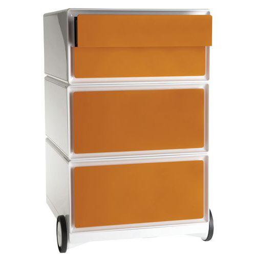 Caisson mobile Easy Office 4 tiroirs de rangements coloris blanc/orange thumbnail image 1