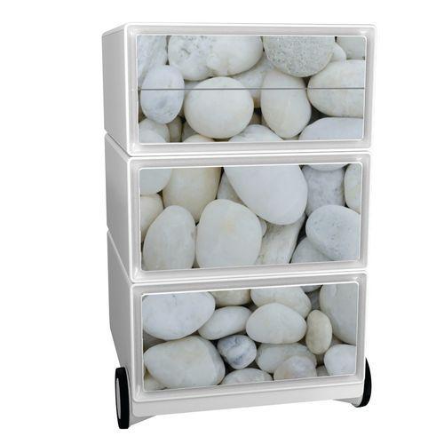 Caisson mobile Easy Office 4 tiroirs rangement corps blanc décor Galets thumbnail image 1