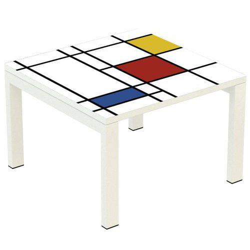 Table basse Easy Office 60x60 cm pied blanc plateau DESIGN thumbnail image 1