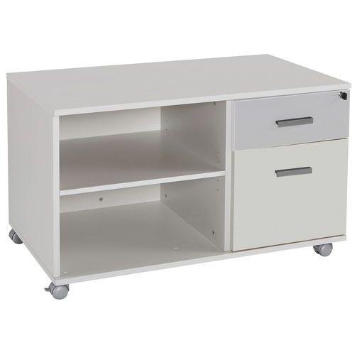 Console mobile Linéo blanc avec caisson 2 tiroirs coloris blanc/alu thumbnail image 1