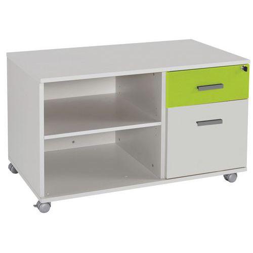 Illustration de : Console mobile 2 tiroirs Linéo blanc Simmob