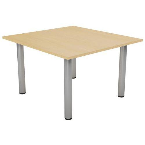 Illustration de : Table de réunion Elga plateau mélaminé pied tube MBA