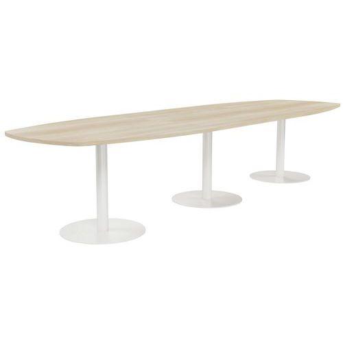 Table conférence Elga pied corolle 360x113 cm Plateau mélaminé acacia/blanc thumbnail image 1
