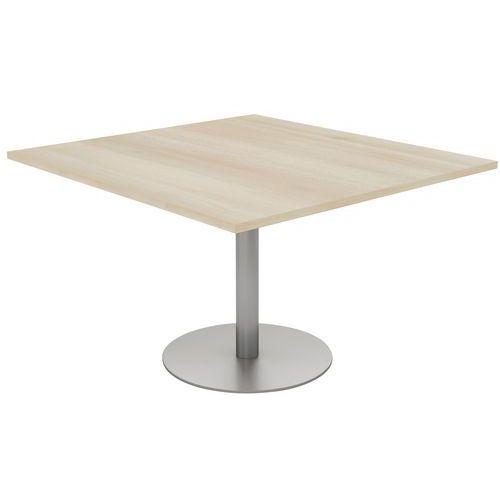 Table conférence Elga pied corolle 120x113 cm Plateau mélaminé Acacia/alu thumbnail image 1