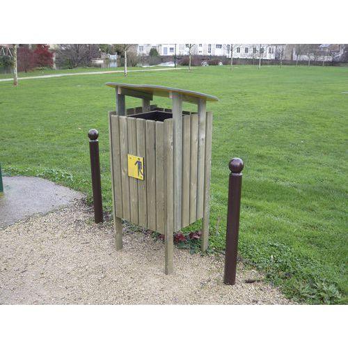 Poubelle forestière Lausanne 160 L + toit thumbnail image 1