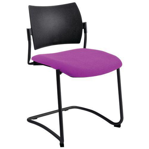 Chaise visiteur Luge piètement noir assise coloris magenta thumbnail image 1