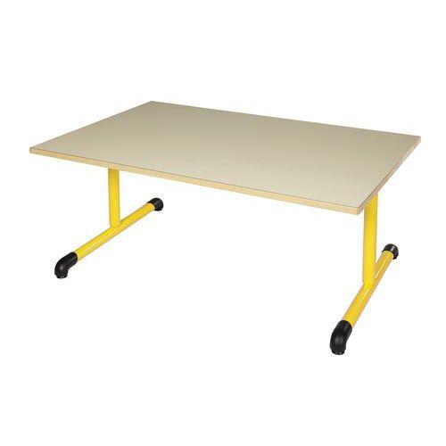 Table Chloé à dégagement latéral 160 x 80 cm T1 plateau beige piètement jaune thumbnail image 1