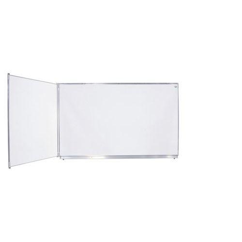 Illustration de : Tableau dyptique émaillé blanc cadre alu strié naturel - Manutan Expert