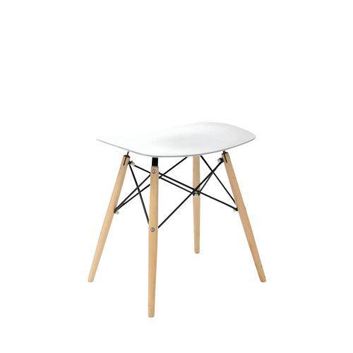 Tabouret Bas Kara pied Hêtre assise coque polypropylène coloris Blanc thumbnail image 1
