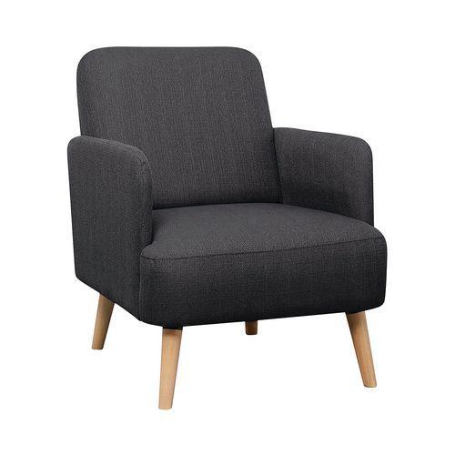Fauteuil Duncan pied hêtre massif revêtement tissu polyester coloris Anthracite thumbnail image 1