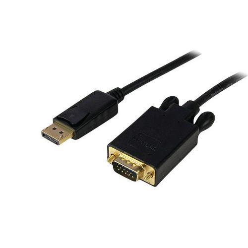 Illustration de : Adaptateur DisplayPort vers VGA-Câble Display Port Mâle VGA Mâle Noir 1,8m