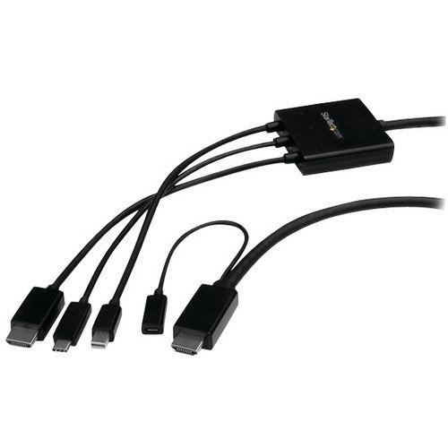 Illustration de : Câble adaptateur USB-C, HDMI ou Mini DisplayPort vers HDMI de 2 m