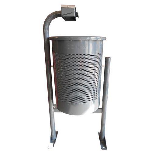 Illustration de : Poubelle Chambéry Eco avec cendrier acier 60 L - gris