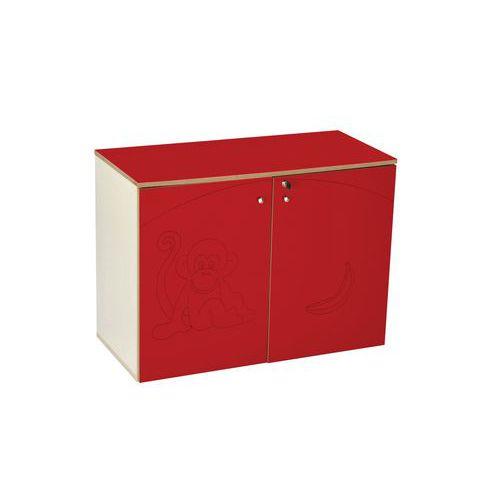 Meuble bas 2 portes Zébulon - Rouge cerise thumbnail image 1