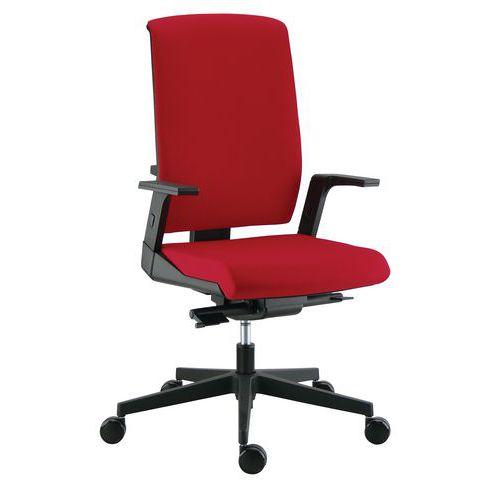Fauteuil Tela haut dossier synchrone Plus accoudoir réglable tissu coloris rouge thumbnail image 1