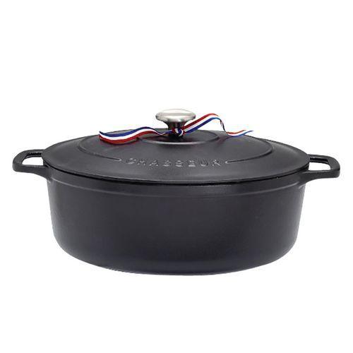 Illustration de : Cocotte en fonte ovale 27 cm Noire - Sublime - CHASSEUR
