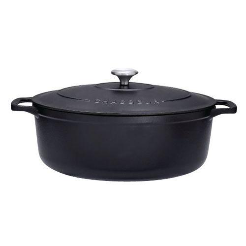 Illustration de : Cocotte en fonte ovale 31 cm Noire - Sublime - CHASSEUR