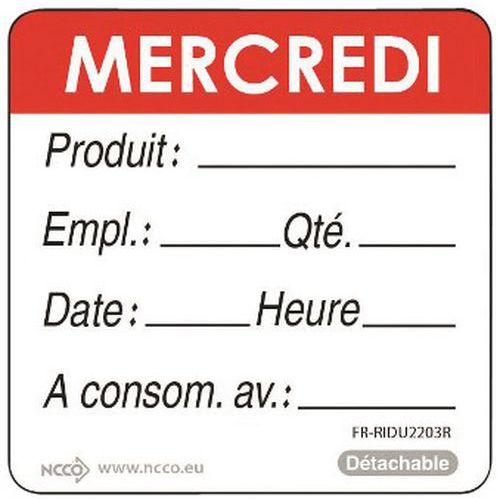 Rouleau de 500 étiquettes mercredi rouge thumbnail image 1