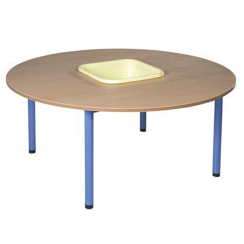 Table maternelle ronde avec bac 4 pieds tube Lise thumbnail image 1