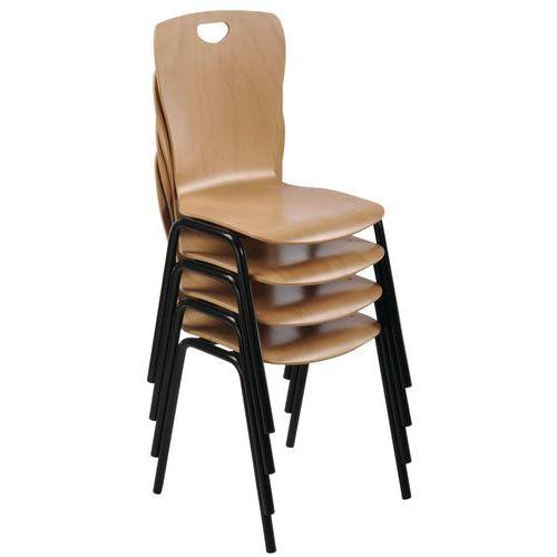Lot de 6 chaises Narval piètement noir coque hêtre thumbnail image 1