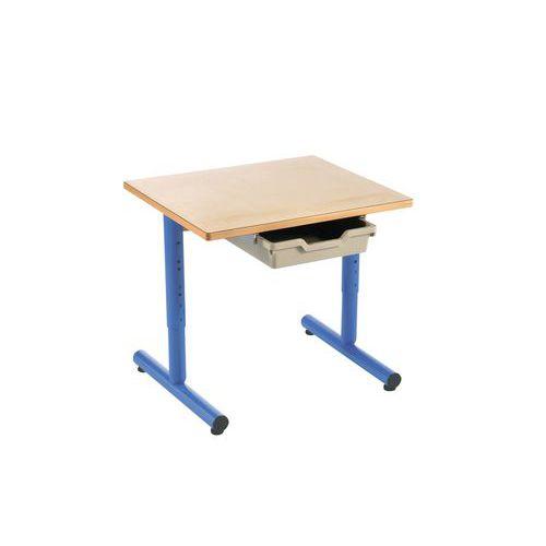 Lot de 2 tables régl. Chloé rect. pied dégag.lat. plat. hêtre tiroir -Mobidecor thumbnail image 1