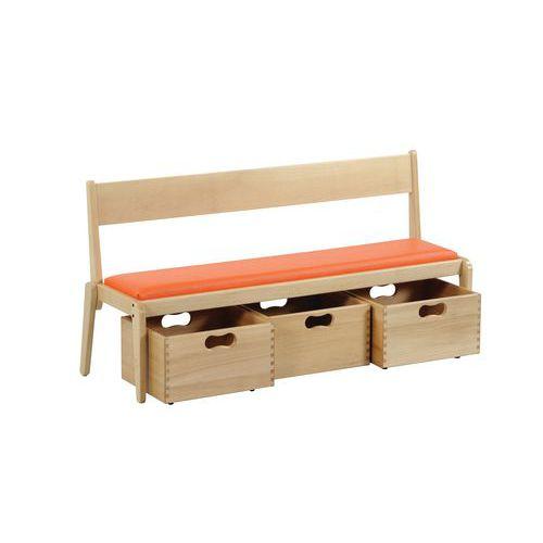 Illustration de : Banc Lili avec dossier et bacs, T2