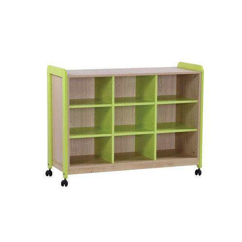 Meuble Lili 3 colonnes 9 niches avec roulettes hauteur 98 cm coloris vert thumbnail image 1