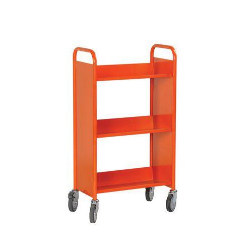 Chariot à livres simple face, 3 tablettes inclinées coloris orange RAL 2004 thumbnail image 1