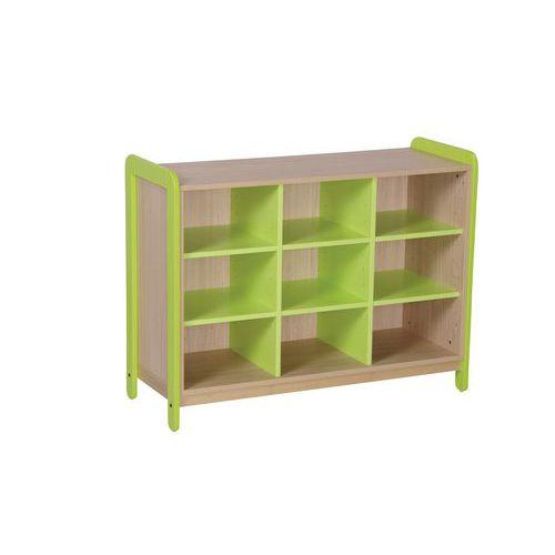 Meuble 3 colonnes 9 niches Lili hauteur 98 cm coloris vert thumbnail image 1