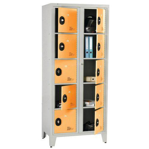 Armoire scolaire visitable 2 colonnes 10 casiers jaune RAL 1018 thumbnail image 1