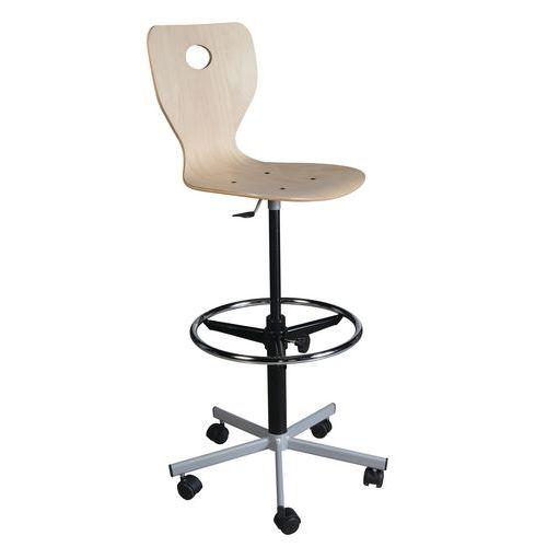 Illustration de : Chaise dessinateur Fidji piétement métallique coque bois