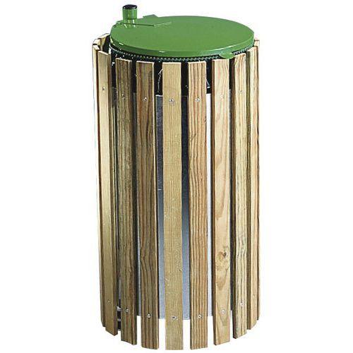 Collecteur caréné bois 100 L sur potelet + couvercle thumbnail image 1