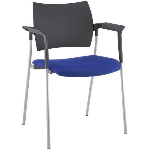 Fauteuil visiteur Tendance dossier polypropylène noir piètement Alu thumbnail image 1