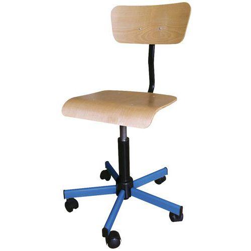 Chaise réglable de 43 à 63 cm par vérin à gaz, piétement jaune sur roulettes thumbnail image 1