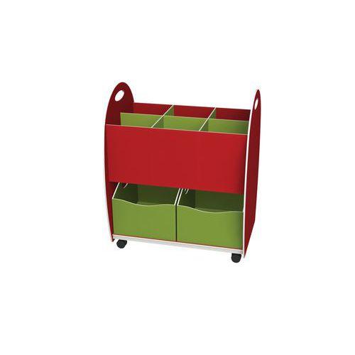 Meuble de rangement Emma hauteur 75 cm bac 6 cases, 2 tiroirs, Rouge/Anis thumbnail image 1