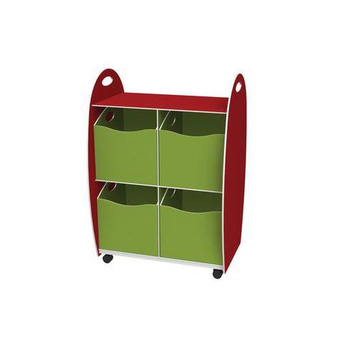 Meuble Emma hauteur 88 cm - 4 tiroirs - Coloris Rouge/Anis thumbnail image 1