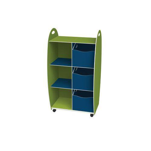 Meuble de rangement Emma hauteur 114 cm 2 étagères 3 tiroirs Anis/Bleu thumbnail image 1