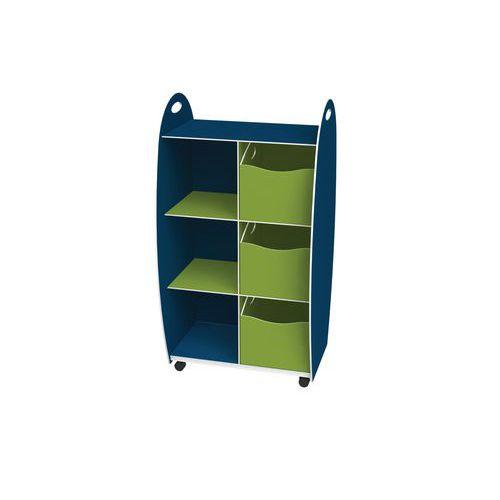 Meuble de rangement Emma hauteur 114 cm 2 étagères 3 tiroirs Bleu/Anis thumbnail image 1