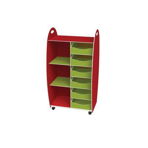 Meuble de rangement Emma hauteur 114 cm 2 étagères 6 tiroirs Rouge/Anis thumbnail image 1