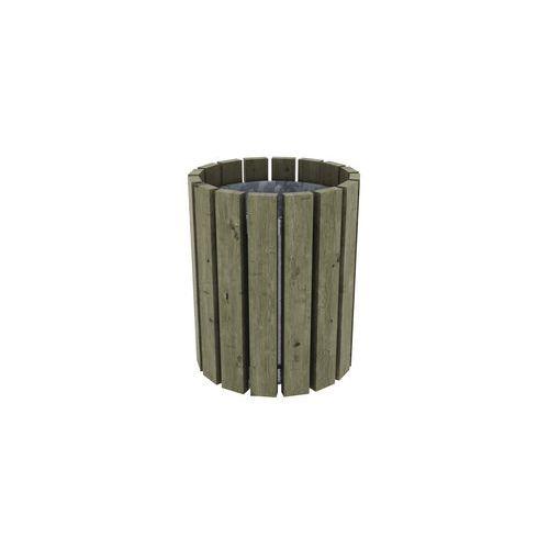 Poubelle ronde Rhuys 50L pin traité Mobextan thumbnail image 1