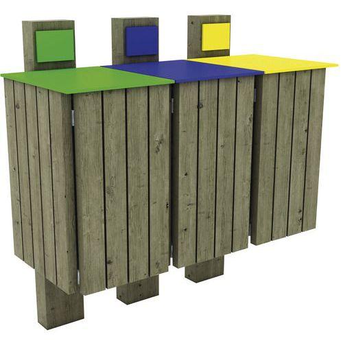 Illustration de : Ensemble 3 poubelles tri sélectif Fréhel 120L pin traité Mobextan