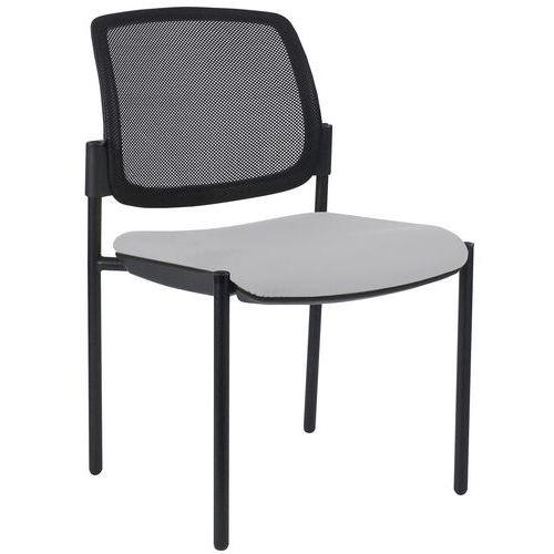 Lot de 2 chaises visiteurs Ritz dossier résille noire assise gris clair thumbnail image 1