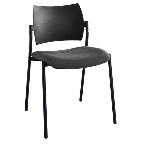 Chaise visiteur Tendance piètement noir coloris gris thumbnail image 1