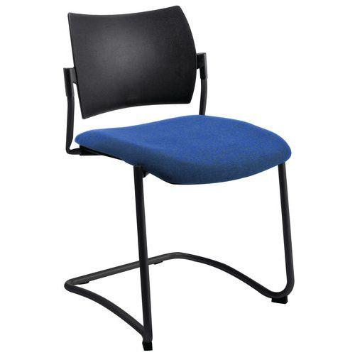 Chaise visiteur luge piètement noir coloris bleu thumbnail image 1