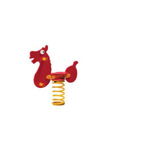 Cheval sur Ressort avec tabouret ancrage monoplace rouge thumbnail image 1