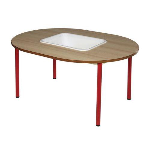 Table fixe Chloé plateau avec bac hêtre 4 pieds ovale - Mobidecor thumbnail image 1