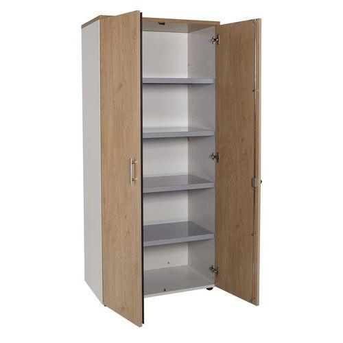 Armoire 2 portes battantes hauteur 180 cm Linéo coloris chêne/blanc thumbnail image 1