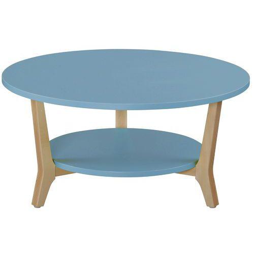 Table basse Zélos Ø 80 cm 2 plateaux hêtre/bleu thumbnail image 1