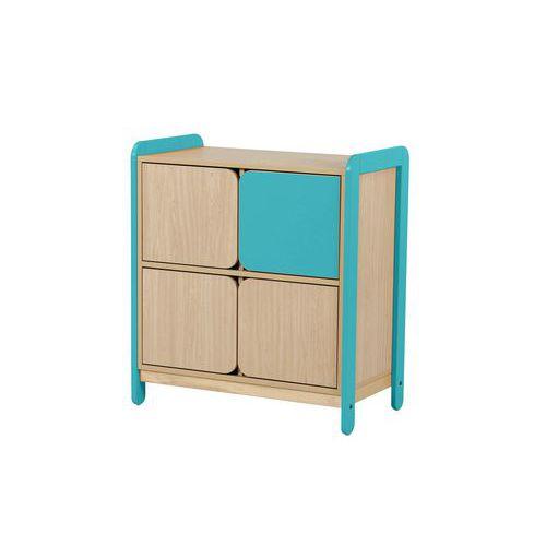 Meuble Lili hauteur 98 cm 2 colonnes 4 portes coloris bleu turquoise thumbnail image 1