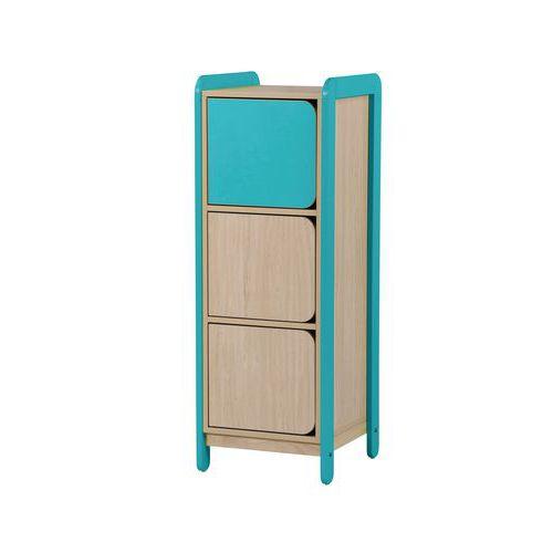 Meuble Lili hauteur 137 cm 1 colonne 3 portes coloris bleu turquoise thumbnail image 1
